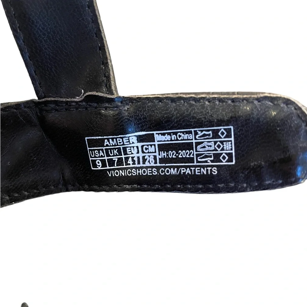 Vionic Amber Black Croco Casual Comfort Sandals Women’s Size‎ 9